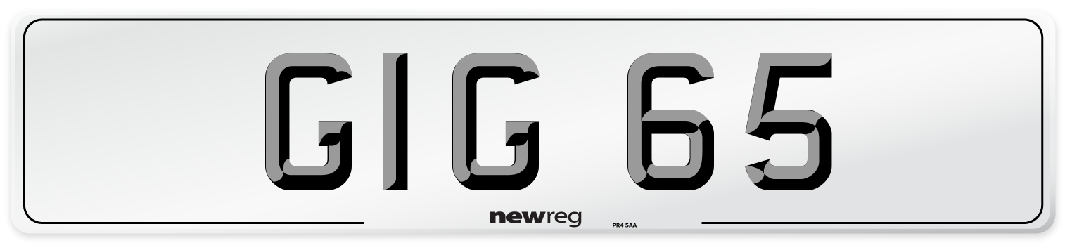 GIG 65 Number Plate from New Reg
